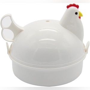 NWT Japanese Chicken Shaped Microwave Egg Poacher 4 Eggs Boiler Steamer
